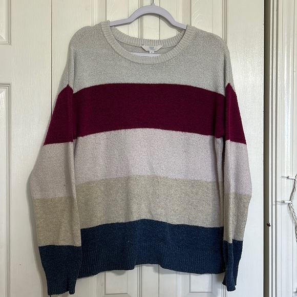 Time & Tru Ladies Color Block Sweater Top Size L ( 12/14) - Picture 1 of 5